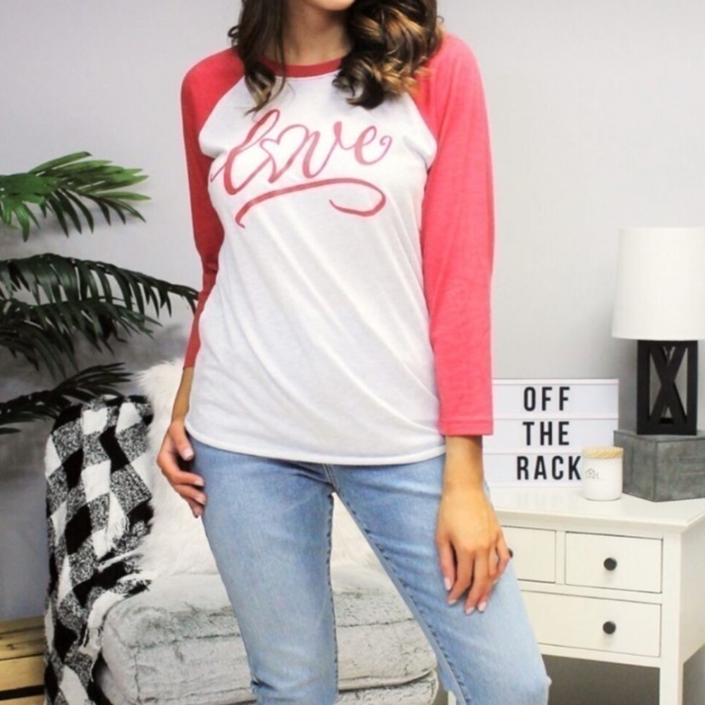 NWT Grey/Red LOVE Tshirt - Sizes Small‎ and Large
